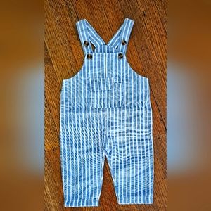 Blue & White Pin Striped Overalls. Feels like Linen Size 3-6 Months